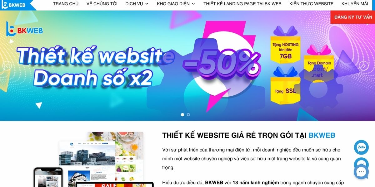 Tạọ website doanh nghiệp tại BKWeb